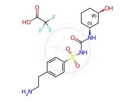 Chemical structure of 1-[4-(2-Aminoethylphenyl)sulfonyl]-3-(cis-3-hydroxycyclohexyl)urea Trifluoroacetic Acid Salt