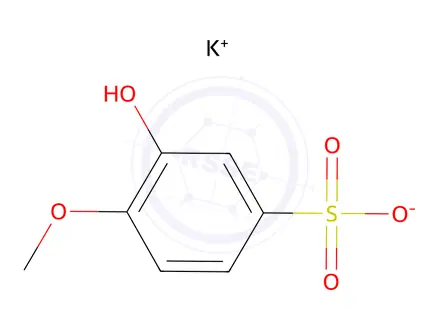 Chemical structure of Potassium 3-hydroxy-4-methoxybenzene-1-sulfonate