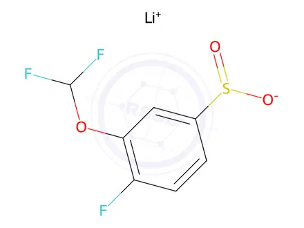 Chemical structure of lithium(1+) ion 3-(difluoromethoxy)-4-fluorobenzene-1-sulfinate