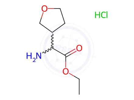 Chemical structure of Ethyl 2-amino-2-(tetrahydrofuran-3-yl)acetate hydrochloride