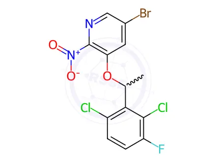 Chemical structure of 5-Bromo-3-(1-(2,6-dichloro-3-fluorophenyl)ethoxy)-2-nitropyridine