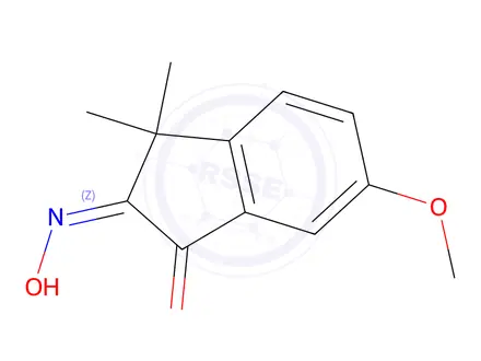 Chemical structure of (Z)-2-(hydroxyimino)-6-methoxy-3,3-dimethyl-2,3-dihydro-1H-inden-1-one
