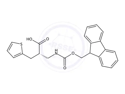 Chemical structure of (S)-3-((((9H-Fluoren-9-yl)methoxy)carbonyl)amino)-2-(thiophen-2-ylmethyl)propanoic acid