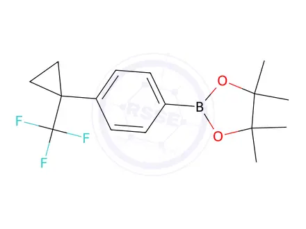 Chemical structure of 4,4,5,5-Tetramethyl-2-(4-(1-(trifluoromethyl)cyclopropyl)phenyl)-1,3,2-dioxaborolane