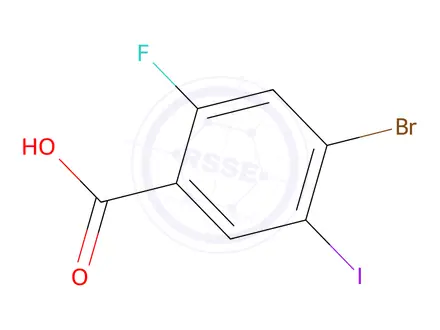 Chemical structure of 4-Bromo-2-fluoro-5-iodobenzoic acid