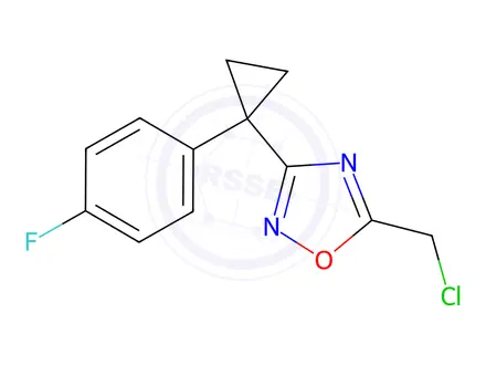 Chemical structure of 1,2,4-Oxadiazole, 5-(chloromethyl)-3-[1-(4-fluorophenyl)cyclopropyl]-