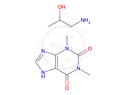 Chemical structure of 3,7-DIHYDRO-1,3-DIMETHYL-1H-PURINE-2,6-DIONE, COMPOUND WITH 1-AMINOPROPAN-2-OL (1:1)