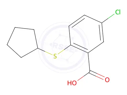 Chemical structure of 5-chloro-2-(cyclopentylsulfanyl)benzoic acid