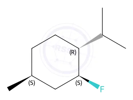 Chemical structure of Cyclohexane, 2-fluoro-4-methyl-1-(1-methylethyl)-, [1R-(1alpha,2beta,4beta)]-(9CI)