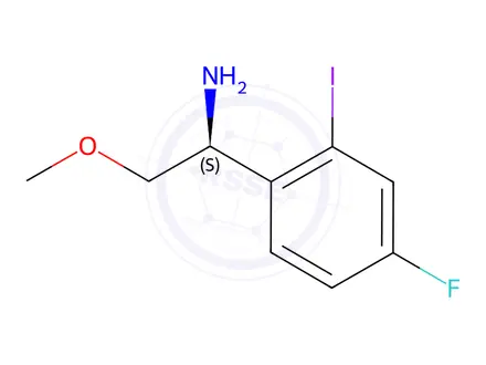 Chemical structure of (1S)-1-(4-fluoro-2-iodophenyl)-2-methoxyethanamine