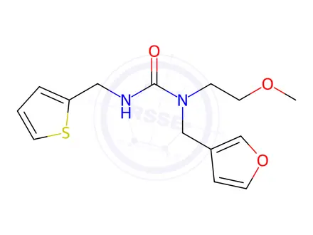 Chemical structure of 1-(Furan-3-ylmethyl)-1-(2-methoxyethyl)-3-(thiophen-2-ylmethyl)urea