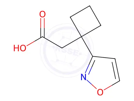 Chemical structure of 2-[1-(1,2-oxazol-3-yl)cyclobutyl]acetic acid