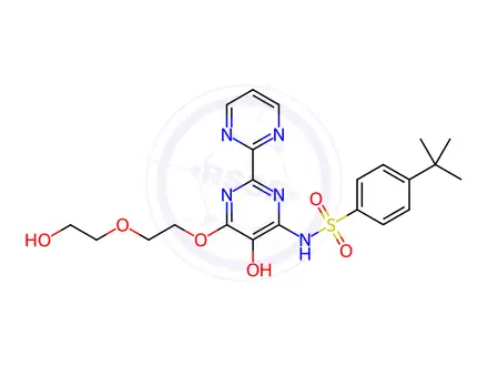 Chemical structure of 4-(Tert-butyl)-N-(5-hydroxy-6-(2-(2-hydroxyethoxy)ethoxy)-[2,2'-bipyrimidin]-4-yl)benzenesulfonamide