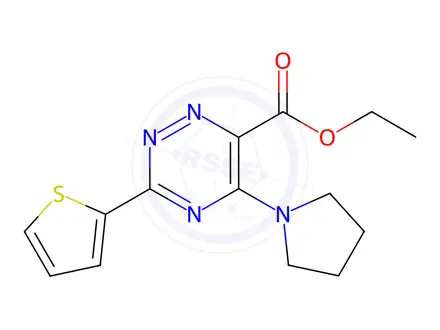 Chemical structure of Ethyl 5-(pyrrolidin-1-yl)-3-(thiophen-2-yl)-1,2,4-triazine-6-carboxylate