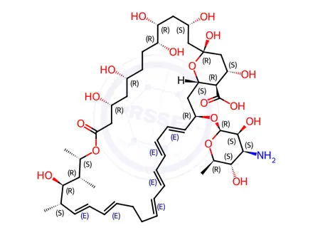 Chemical structure of Amphotericin B Impurity 1 (Amphotericin B EP Impurity A) (Amphotericin A)(28, 29-Dihydro-Amphotericin B)