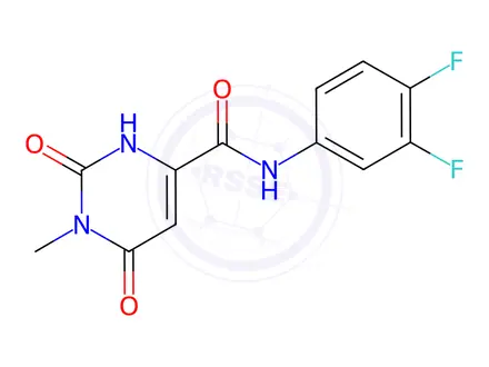 Chemical structure of N-(3,4-difluorophenyl)-1-methyl-2,6-dioxo-1,2,3,6-tetrahydropyrimidine-4-carboxamide