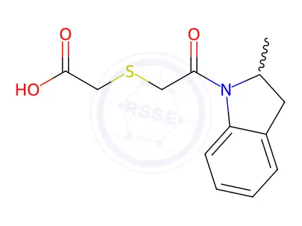 Chemical structure of {[2-(2-Methyl-2,3-dihydro-1H-indol-1-yl)-2-oxoethyl]thio}acetic acid