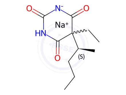 Chemical structure of S-(-)-Pentobarbital sodium