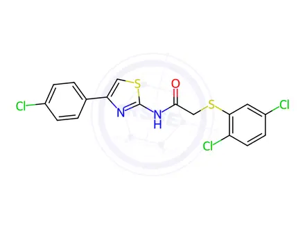 Chemical structure of N-[4-(4-Chlorophenyl)-1,3-thiazol-2-yl]-2-[(2,5-dichlorophenyl)sulfanyl]acetamide