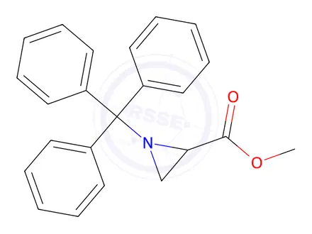 Chemical structure of (2S)-1-(triphenylmethyl)-2-aziridinecarboxylic acid methyl ester