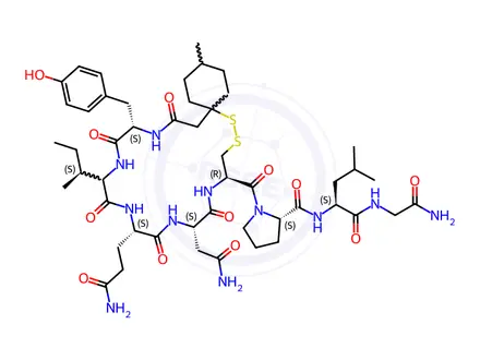 Chemical structure of oxytocin, 1'-(1'-thio-4'-methylcyclohexane)acetic acid-