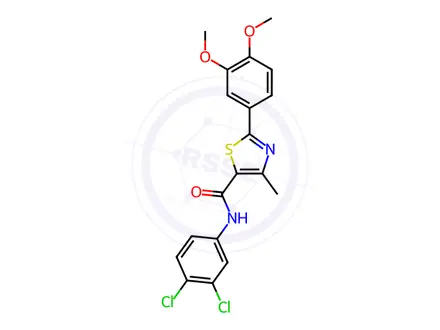 Chemical structure of N-(3,4-dichlorophenyl)-2-(3,4-dimethoxyphenyl)-4-methylthiazole-5-carboxamide