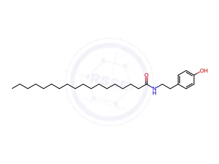 Chemical structure of Octadecanamide, N-[2-(4-hydroxyphenyl)ethyl]-