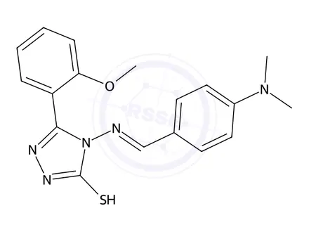 Chemical structure of 4-((4-(Dimethylamino)benzylidene)amino)-3-(2-methoxyphenyl)-1H-1,2,4-triazole-5(4H)-thione