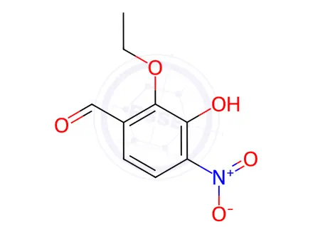 Chemical structure of Benzaldehyde, 2-ethoxy-3-hydroxy-4-nitro-(9CI)
