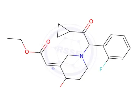 Chemical structure of (2E)-2-[1-[2-Cyclopropyl-1-(2-fluorophenyl)-2-oxoethyl]-4-hydroxy-3-piperidinylidene]acetic Acid Ethyl Ester (Mixture of Diastereomers)