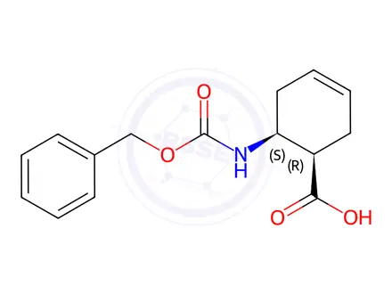 Chemical structure of (1r,6s)-6-(((Benzyloxy)carbonyl)amino)cyclohex-3-ene-1-carboxylic acid