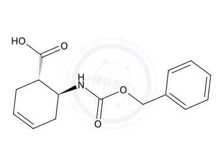 Chemical structure of trans-6-Benzyloxycarbonylaminocyclohex-3-enecarboxylic acid