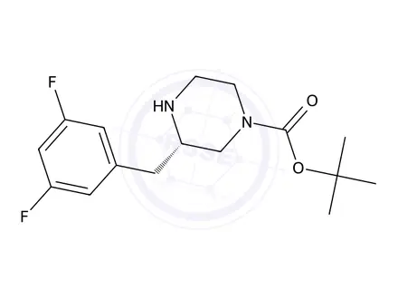 Chemical structure of tert-Butyl (S)-3-(3,5-difluorobenzyl)piperazine-1-carboxylate