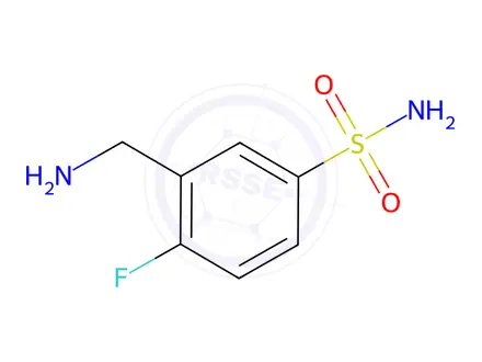Chemical structure of 3-(aminomethyl)-4-fluorobenzene-1-sulfonamide