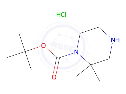Chemical structure of tert-Butyl 2,2-dimethylpiperazine-1-carboxylate hydrochloride