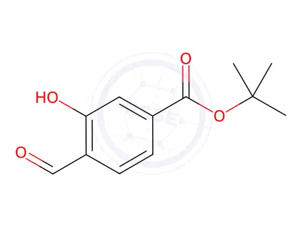 Chemical structure of Benzoic acid, 4-formyl-3-hydroxy-, 1,1-dimethylethyl ester
