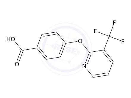 Chemical structure of 4-((3-(Trifluoromethyl)pyridin-2-yl)oxy)benzoic acid
