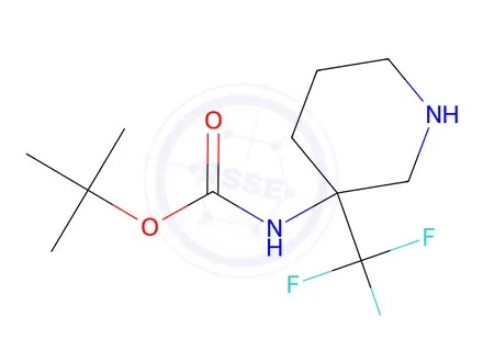 Chemical structure of tert-Butyl (3-(trifluoromethyl)piperidin-3-yl)carbamate