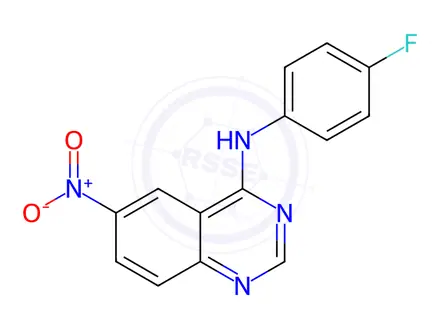 Chemical structure of N-(4-Fluorophenyl)-6-nitroquinazolin-4-amine