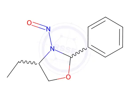 Chemical structure of Oxazolidine, 4-ethyl-3-nitroso-2-phenyl-(9CI)