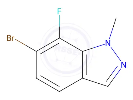 Chemical structure of 6-bromo-7-fluoro-1-methyl-indazole