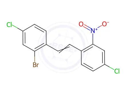Chemical structure of 2-Bromo-4-chloro-1-[2-(4-chloro-2-nitrophenyl)ethenyl]-benzene