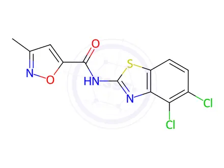 Chemical structure of N-(4,5-Dichlorobenzo[d]thiazol-2-yl)-3-methylisoxazole-5-carboxamide
