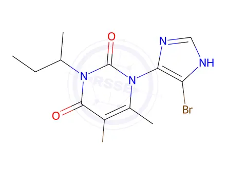 Chemical structure of 5-bromo-1-(5-bromo-1H-imidazol-4-yl)-3-(butan-2-yl)-6-methylpyrimidine-2,4(1H,3H)-dione