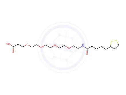 Chemical structure of 4,7,10,13-Tetraoxa-16-azaheneicosanoic acid, 21-(1,2-dithiolan-3-yl)-17-oxo