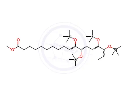 Chemical structure of 11,12,15,16-Tetrakis[(trimethylsilyl)oxy]octadecanoic acid methyl ester