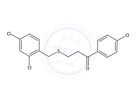 Chemical structure of 1-(4-Chlorophenyl)-3-((2,4-dichlorobenzyl)thio)propan-1-one