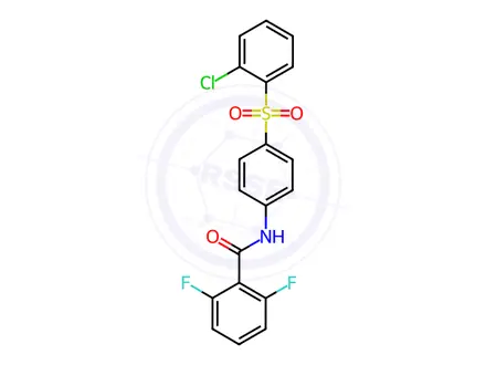 Chemical structure of N-(4-((2-chlorophenyl)sulfonyl)phenyl)-2,6-difluorobenzamide