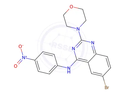 Chemical structure of 6-Bromo-2-morpholino-N-(4-nitrophenyl)quinazolin-4-amine
