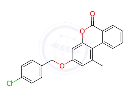 Chemical structure of 3-[(4-chlorobenzyl)oxy]-1-methyl-6H-benzo[c]chromen-6-one
